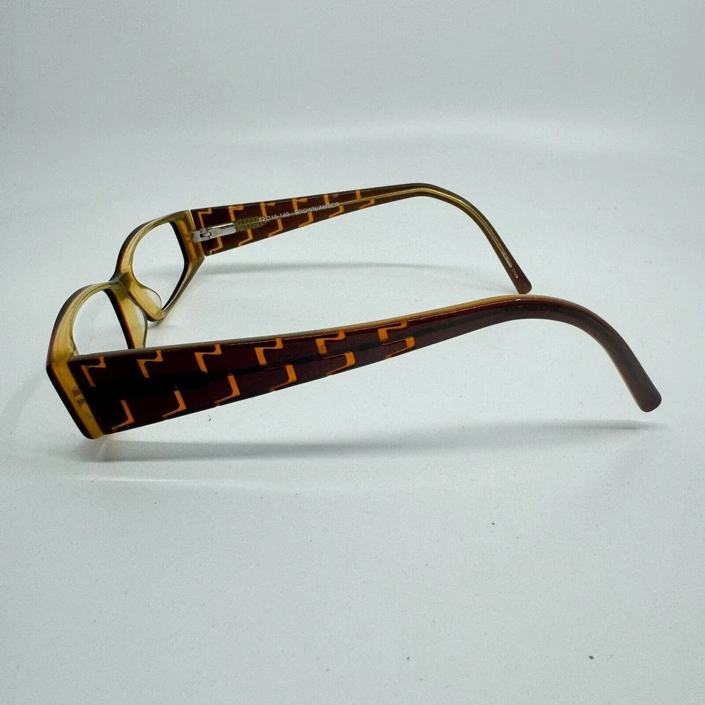 Bulova Eyeglasses Frame Brown Rectangle Trapani Orange Full Rim 52-15-140 H10174